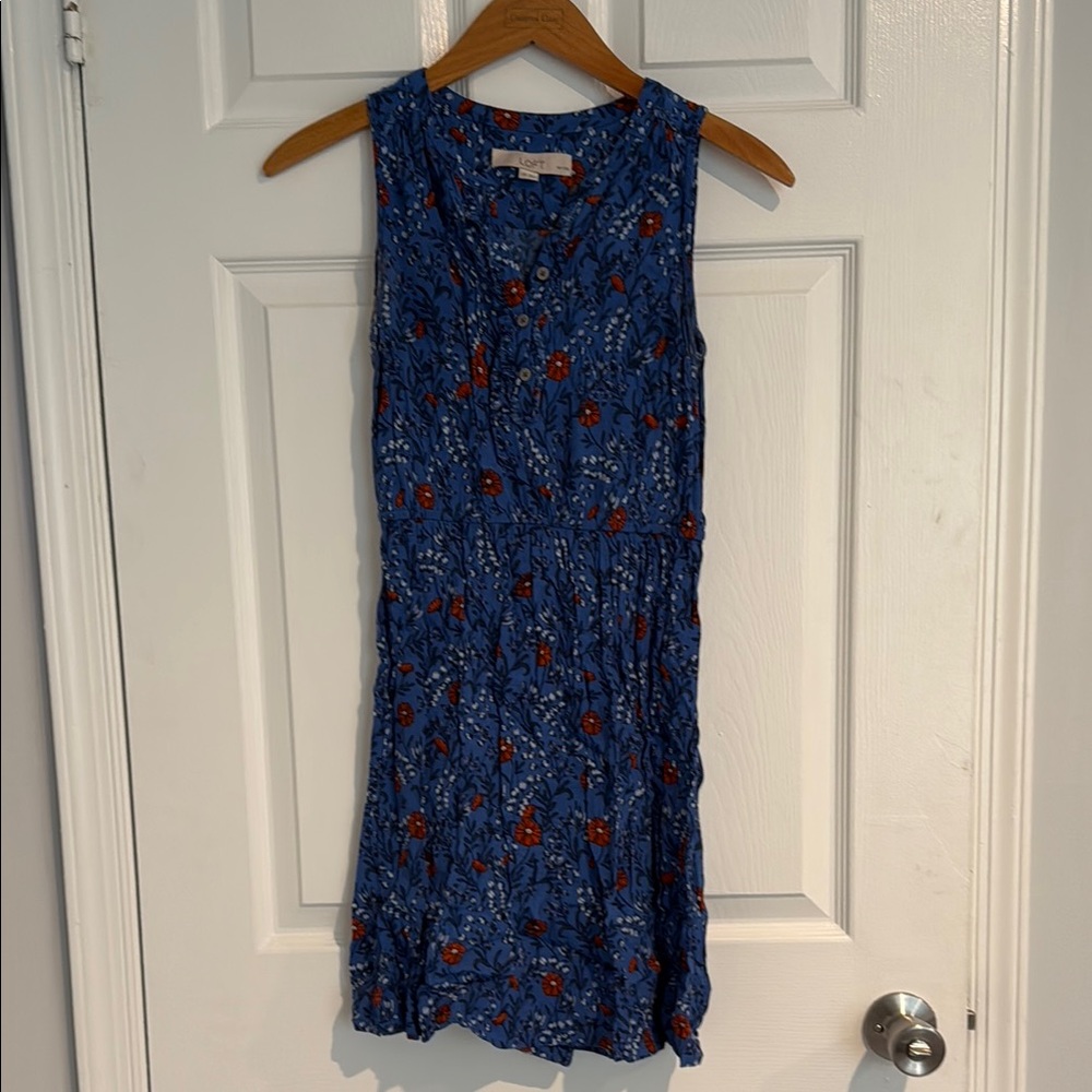 Floral Blue Sleeveless Dress